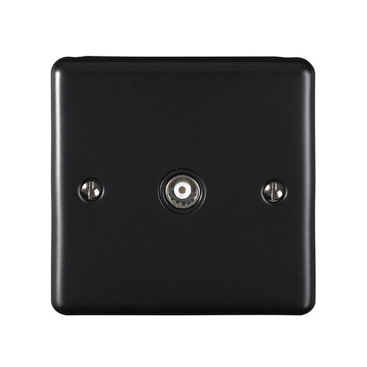 1 GANG TV COAXIAL SOCKET MATT BLACK ENHANCE RANGE BLACK TRIM