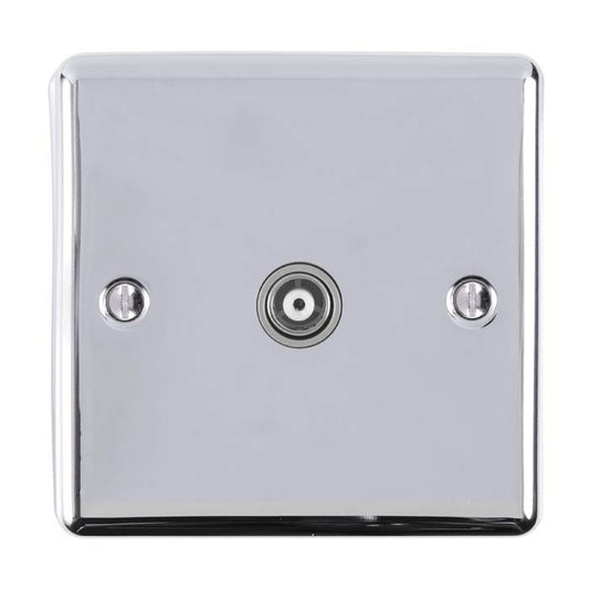 1 GANG TV COAXIAL SOCKET POLISHED CHROME ENHANCE RANGE GREY TRIM