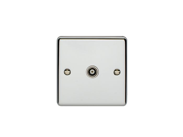 1 Gang Tv Coaxial Socket Polished Chrome Enhance Range White Trim