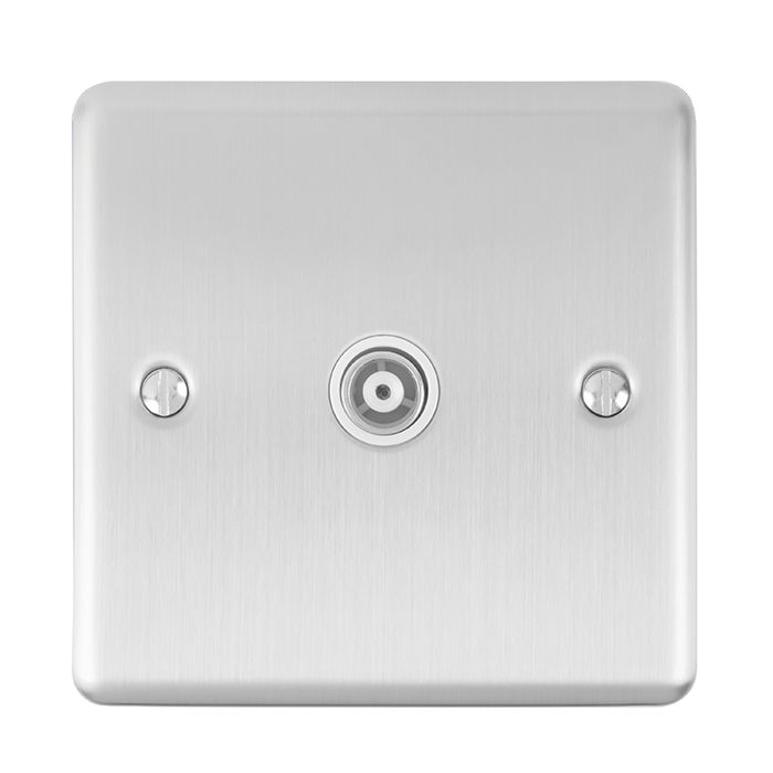 1 Gang Tv Coaxial Socket Satin Enhance Range White Trim