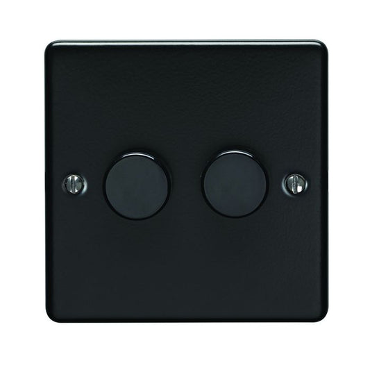 2 GANG 400W/LED 2WAY DIMMER SWITCH MATT BLACK ENHANCE RANGE