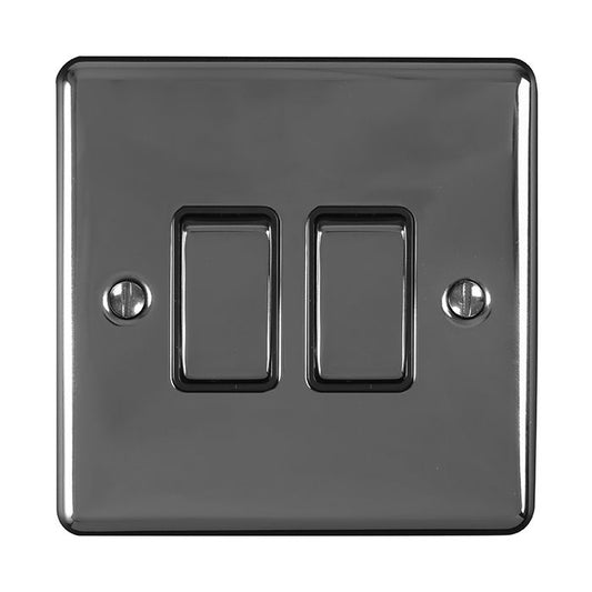 2 Gang 10Amp 2Way Switch Black Nickel Enhance Range Black Trim