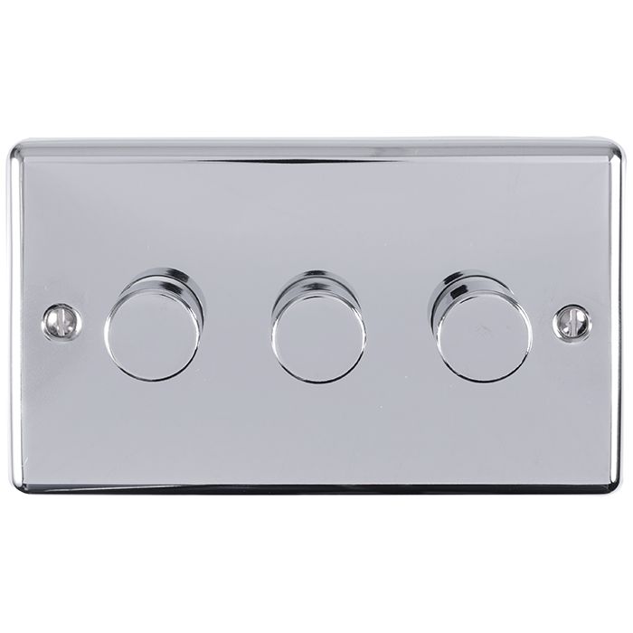 3 Gang 400W/LED 2Way Dimmer Switch Polished Chrome Enhance Range