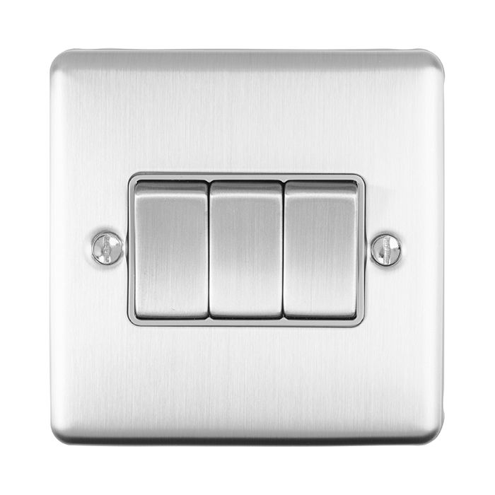 3 Gang 10Amp 2Way Switch Satin Enhance Range Grey Trim