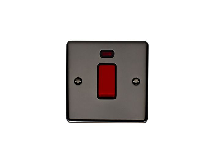 1 Gang 45Amp DP Switch With Neon Black Nickel Enhance Range Black Trim