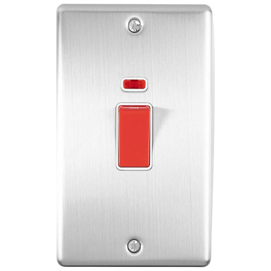 45Amp DP Switch With Neon Vertical Satin Enhance Range White Trim