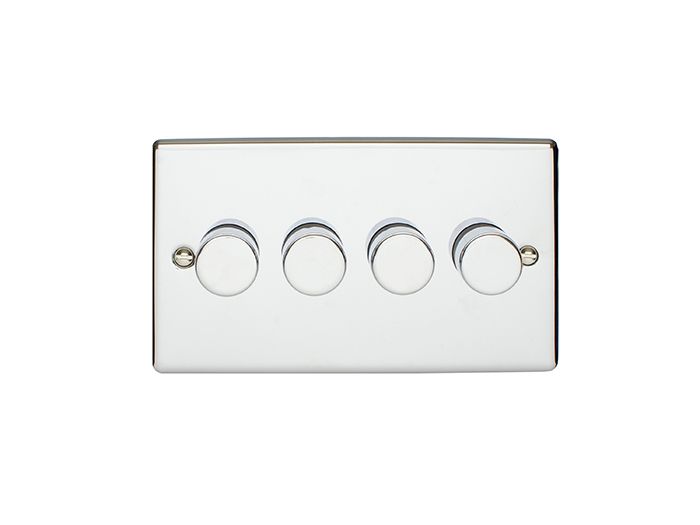 4 Gang 400W/LED 2Way Dimmer Switch Polished Chrome Enhance Range