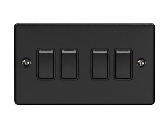 4 GANG 10AMP 2WAY SWITCH MATT BLACK ENHANCE RANGE BLACK TRIM