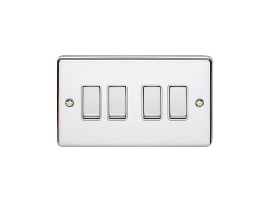 4 Gang 10Amp 2Way Switch Polished Chrome Enhance Range White Trim