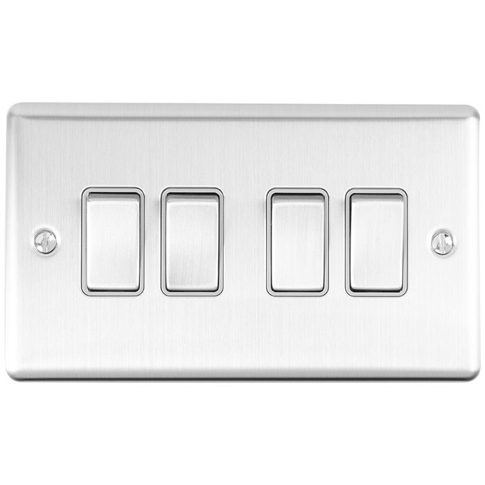 4 Gang 10Amp 2Way Switch Satin Enhance Range Grey Trim