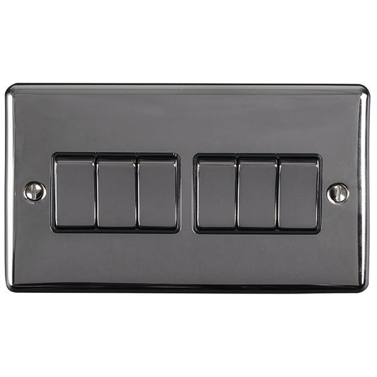 6 Gang 10Amp 2Way Switch Black Nickel Enhance Range Black Trim