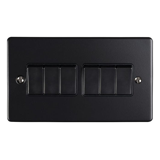 6 GANG 10AMP 2WAY SWITCH MATT BLACK ENHANCE RANGE BLACK TRIM