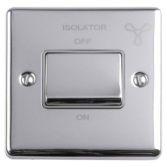 6AMP FAN ISOLATOR SWITCH POLISHED CHROME ENHANCE RANGE GREY TRIM