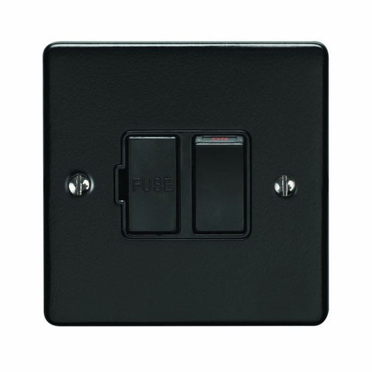 13AMP DP SWITCHED FUSE SPUR WITH FLEX OUTLET MATT BLACK ENHANCE RANGE BLACK TRIM