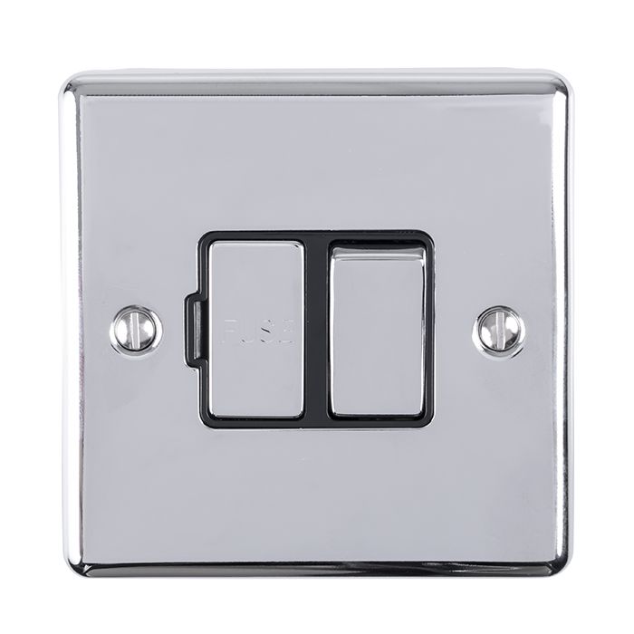 13Amp DP Switched Fuse Spur Polished Chrome Enhance Range Black Trim