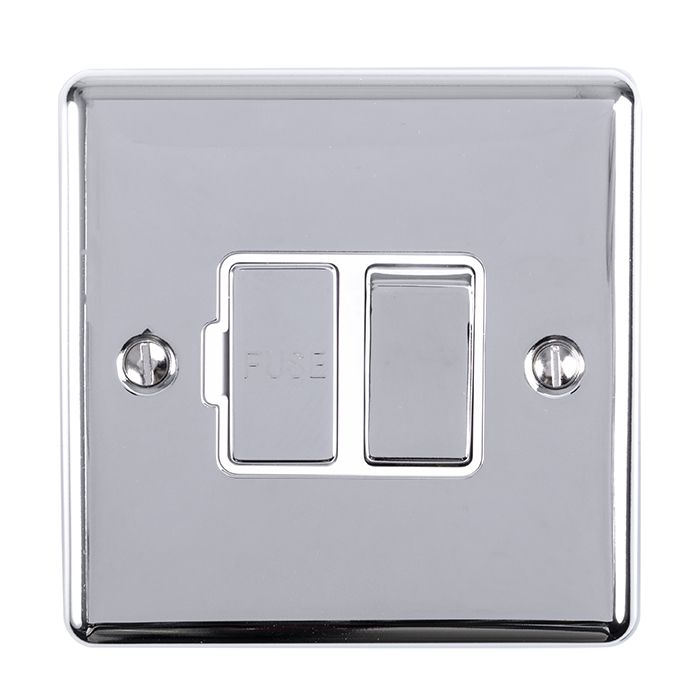 13Amp DP Switched Fuse Spur Polished Chrome Enhance Range White Trim