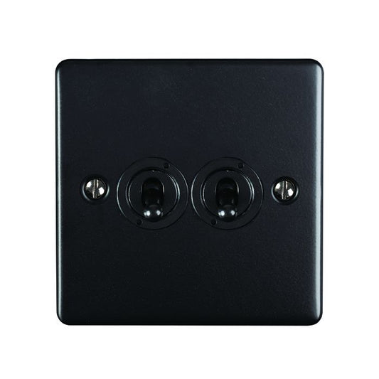 2 GANG TOGGLE SWITCH MATT BLACK ENHANCE RANGE