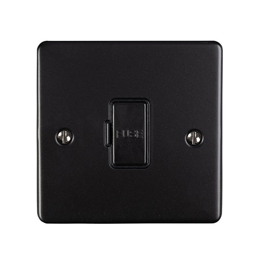 13AMP UNSWITCHED FUSE SPUR MATT BLACK ENHANCE RANGE BLACK TRIM