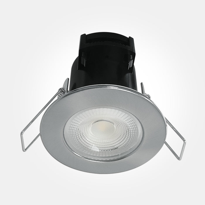 5W/4000K/515lm Dimmable Fire Rated LED Downlight - IP65(front) IP20(rear) - Brushed Nickel