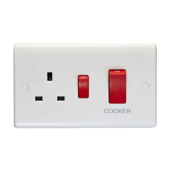 White Plastic 45A DP Switch and 13A Switched Socket - PL3310