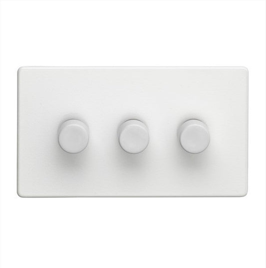 White Plastic 3 Gang 2 Way 400W LED Dimmer Switch - PL3504/32LED