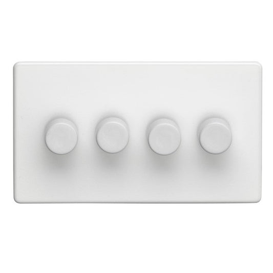 White Plastic 4 Gang 2 Way 400W LED Dimmer Switch - PL3504/42LED