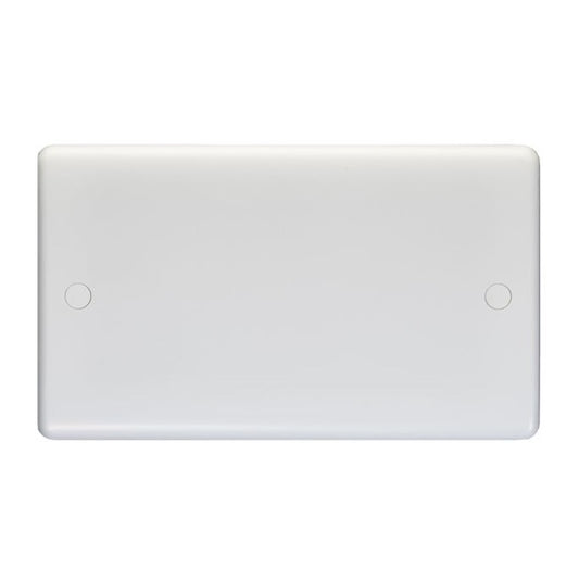 White Plastic 2 Gang Blank Plate - PL4012