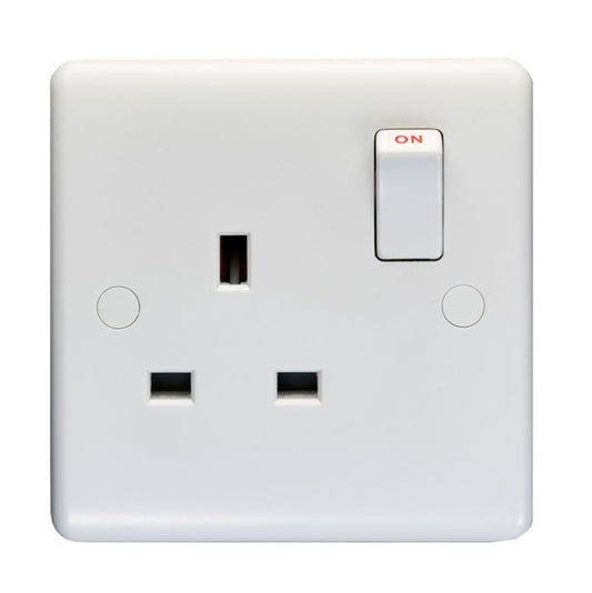 White Plastic 13A 1 Gang Switched Socket Double Pole - PL4090