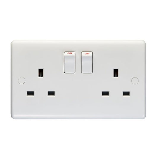 White Plastic 13A 2 Gang Switched Socket Double Pole - PL4100