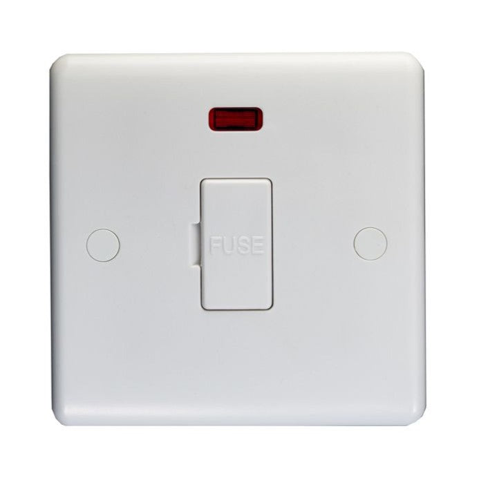 White Plastic 13A Un-Switched Fused Spur With Neon - PL4131