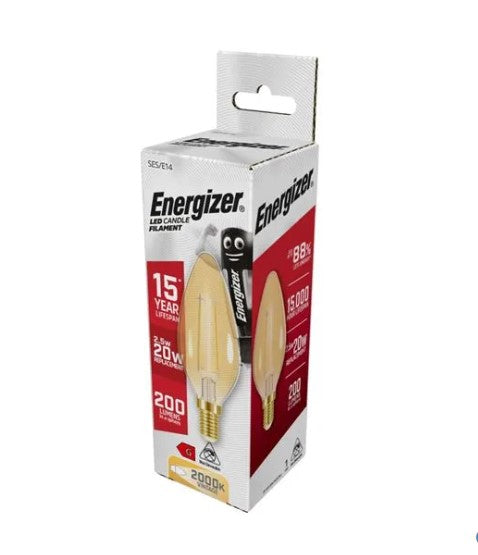 Energizer Filament Gold LED Candle 2.6 watts 200LM E14 - S12861
